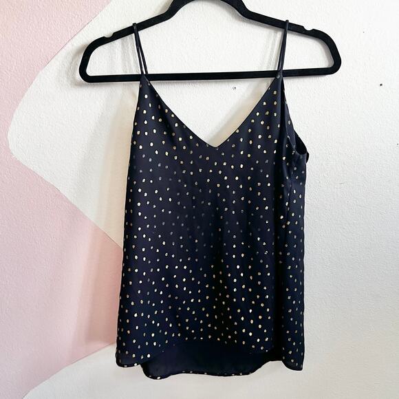 Zara‎ Navy Gold Polka Dot Ruffle Tank Top Y2K Coquette Glam Academia XS - Picture 4 of 7